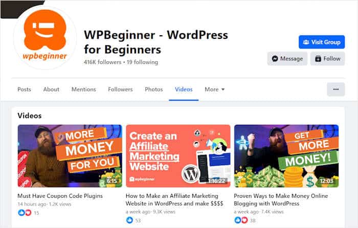 example of facebook video