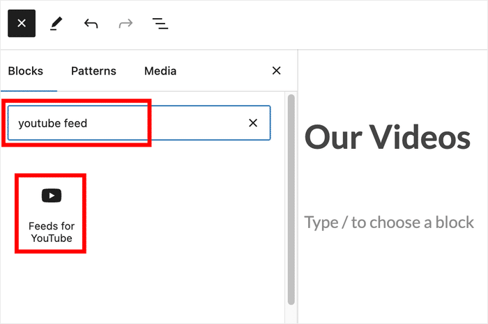 add the feeds for youtube block